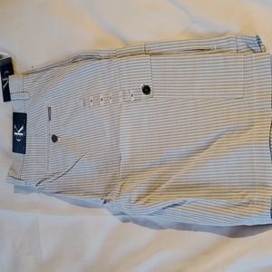 Calvin Klein Men's Lifestyle Cargo Shorts Size 36 Color White w/Strpes